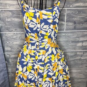 Chelsea & Violet Blue and Yellow Floral Midi Dress